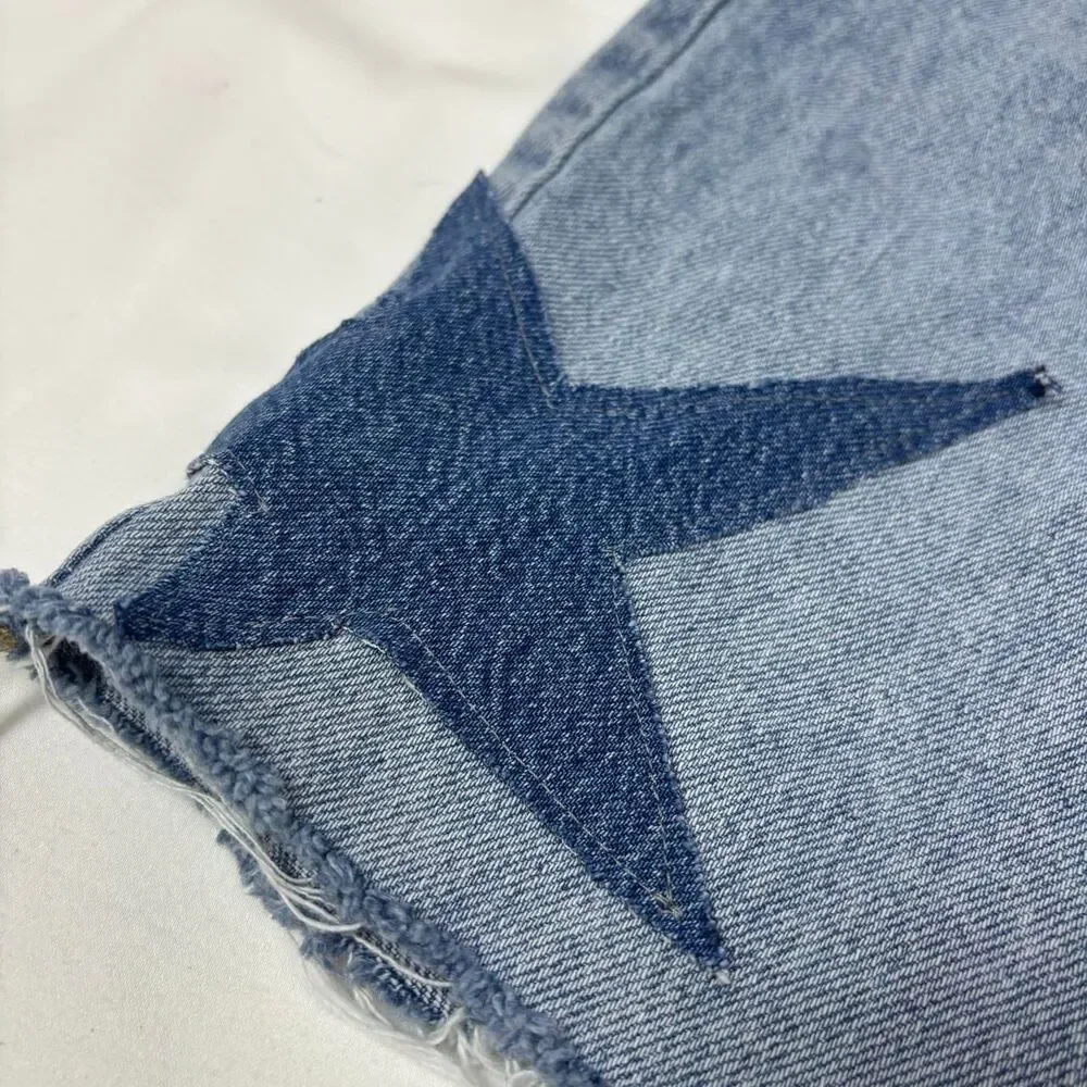 Blue denim JORTS with star patches